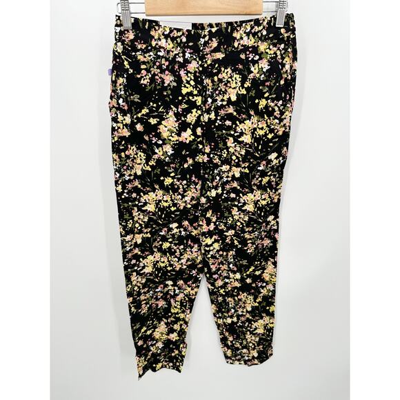 Jessica Simpson Pants Women XS NWT Black Multi Floral Print 100% Viscose Casual - Picture 1 of 8